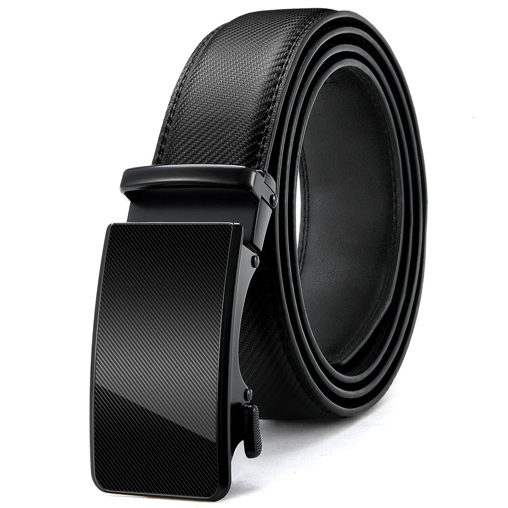 

Leather Film Alloy Automatic Buckle Leather Men's Trouser Belt, Black