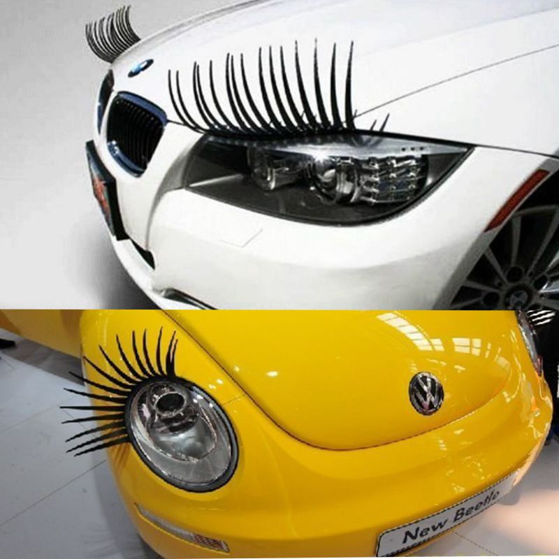 

3D Car Headlight Eyelash Patch Sticker Electric Eye Lashes 29*17cm Black