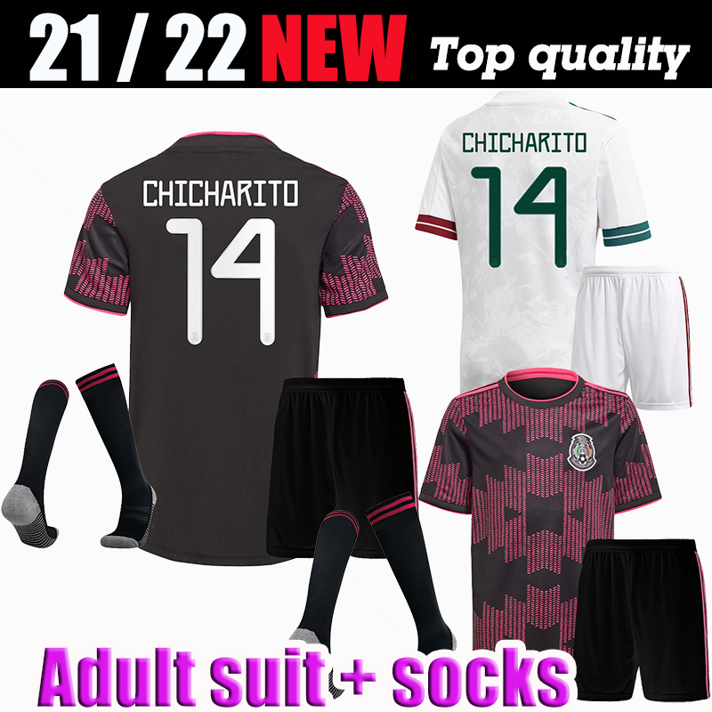 

Adult suit + socks Mexico soccer jersey home black purpal Copa america 20 21 CHICHARITO A. GUARDADO H. LOZANO HERRERA DOS SANTOS 2021 football shirt uniforms maillots