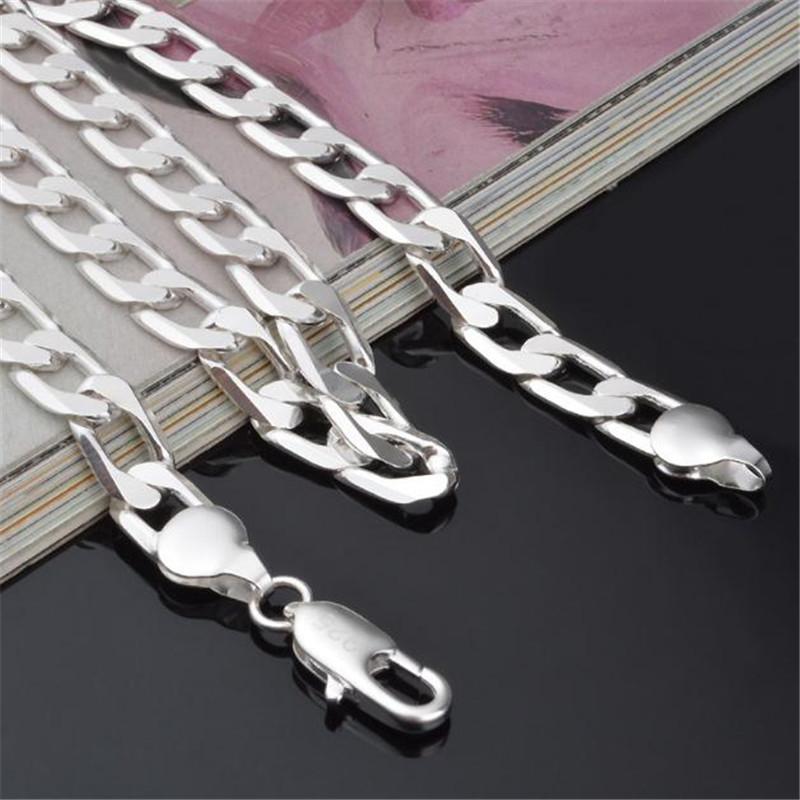 

Fashion Jewelry 6MM 20inch 925 Sterling Silver Side Flat Necklace Glamour Women's Wholesale Chains