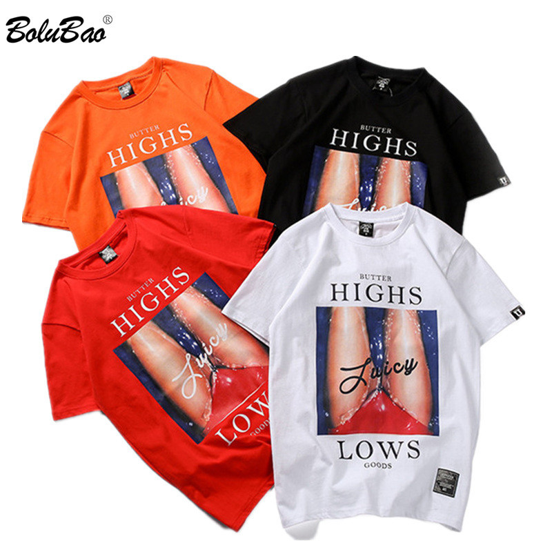 

BOLUBAO Fashion Trend Men T-Shirts Hip Hop Printing Men's T Shirts Street Clothing Summer Casual T Shirt Men 210518, Black