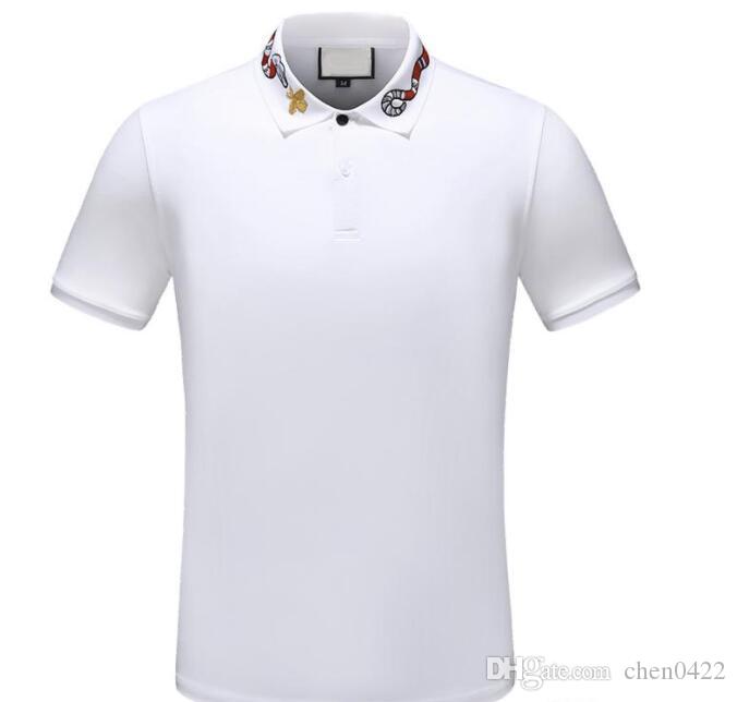 

2019 designer stripe polo shirt t shirts snake polos bee floral embroidery mens High street fashion horse polo T-shirt, Orange