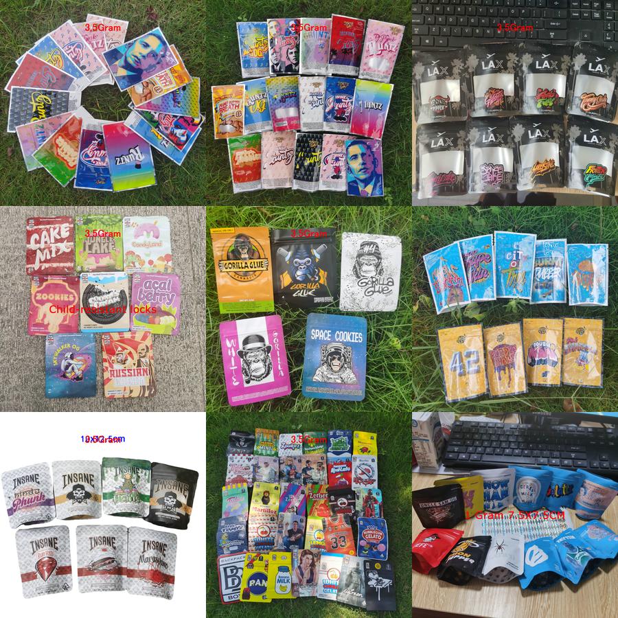 

Stand Up Pouch 3.5g Mylar Bags Russian Acai Berry 8.5x13cm Peach Robbler Waiian Jungle Cake Mix Candyland ljbMT