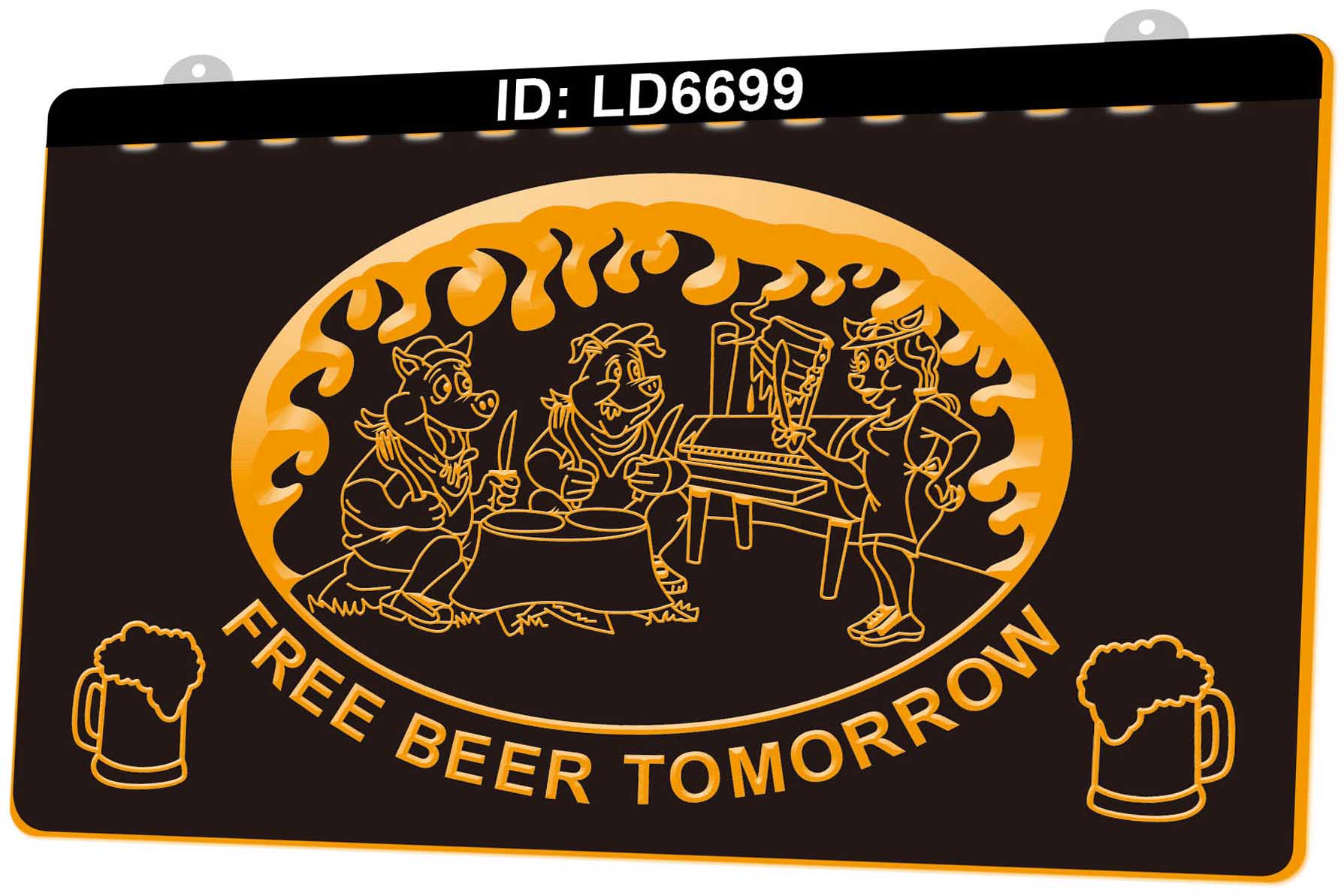 

LD6699 Free Beer Tomorrow Bar Grill 3D Engraving LED Light Sign Wholesale Retail