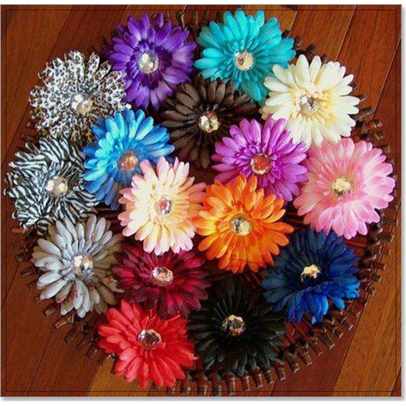 

Gerbera Daisy Flower with Clips Baby Hair Bows Alligator Grip Girls Accessories Barrettes, Multi-color