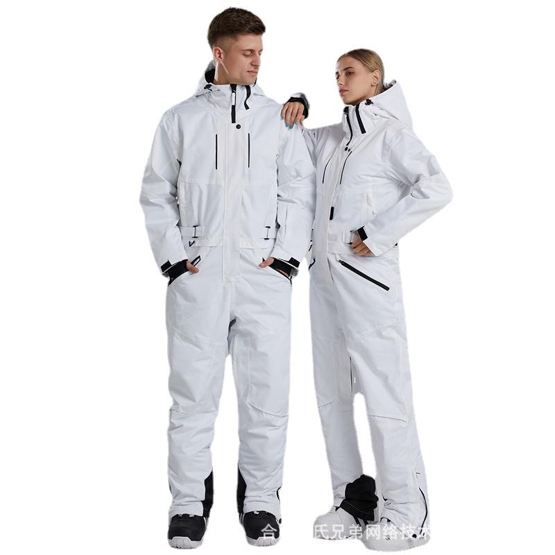 

Women's Two Piece Pants 21 One-Piece Ski Suit Men's Waterproof Breathable Seams Adhesive Quilted Sheet Double Board Women, White