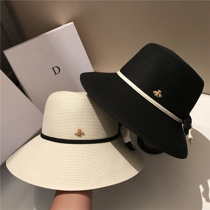 

Collapsible Holiday Beach Hats 2021 hot men women Sun Hat Womens Wide Brim Hats Tide 2 Colors Fisherman Hats Wide Brim Hat high quality, Black
