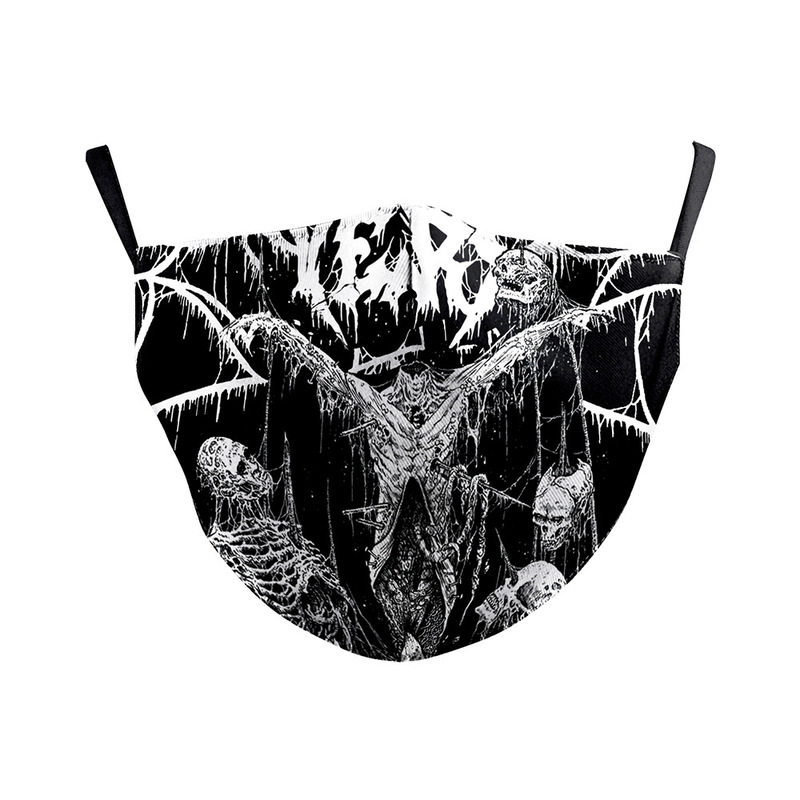 

fear pumpkin design pattern printed masks (no filter) pack of 5 pieces comfortable hygiene reusable washable effective filtering dust