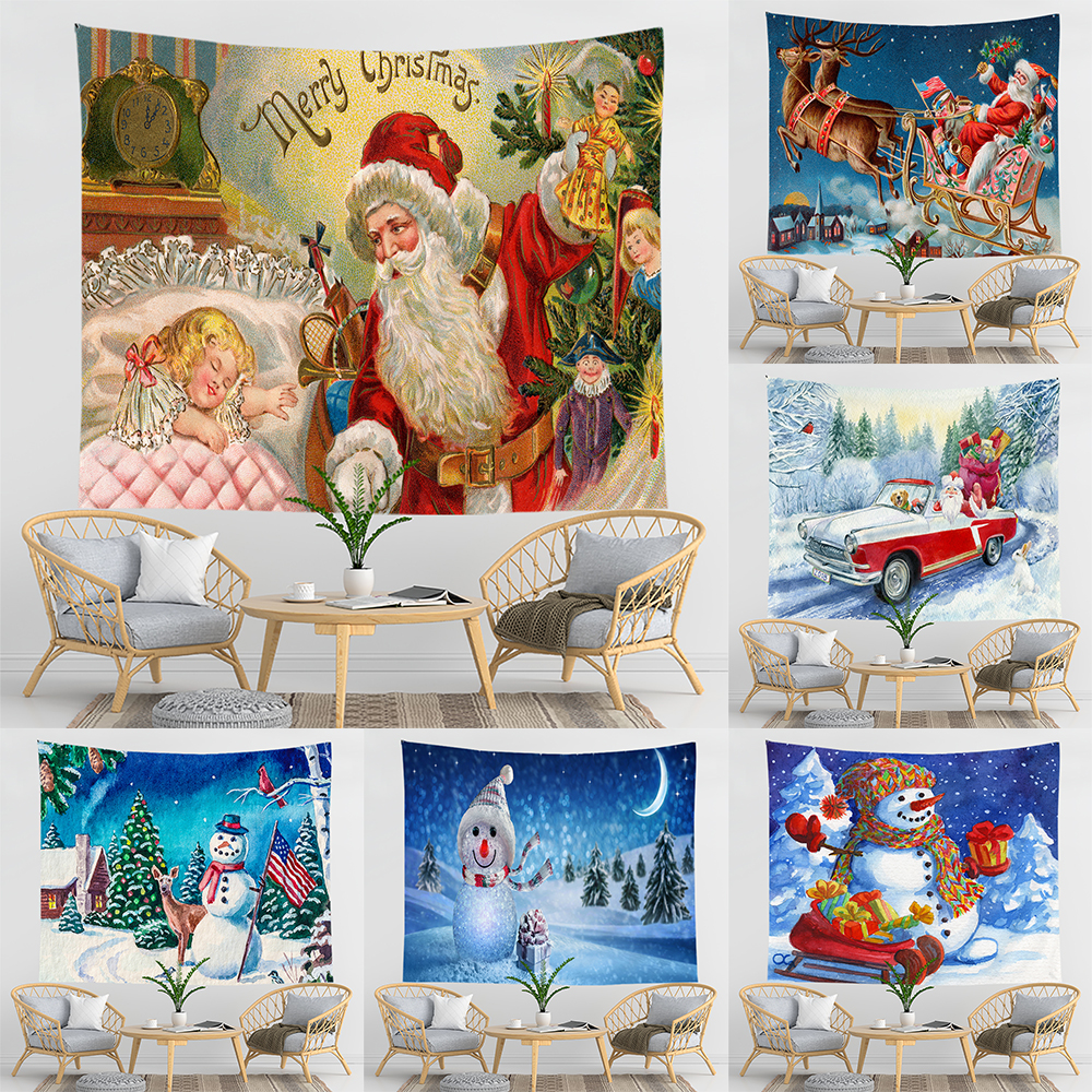 

Christmas Santa Claus Wall Decor Tapestry Kawaii Room Decor Wall Hanging Anime Beach Mat Dorm Carpets Tapiz Pared Tela Grande