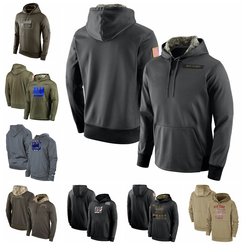 

New YorkGiantsMen Women Youth Football Sweatshirt Tan 2019 Salute to Service Sideline Therma Performance Pullover Hoodie, Black;red