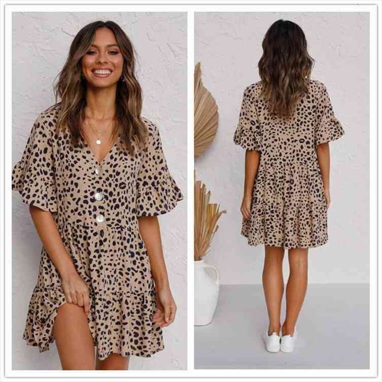 

summer european selling leopard print womens dress floral printed mini vestidos dropshipping lbd887, Black;gray