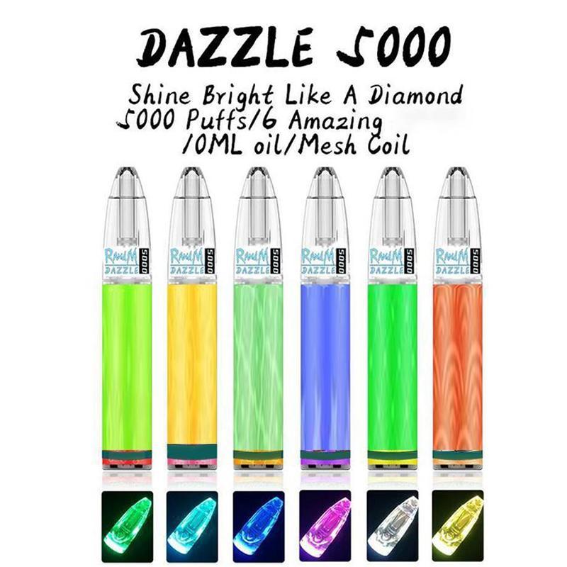 

2021 E-cigarettes Original Rm Dazzle 5000 PUFFs Disposable Vape Pen Kits Rechargeable battery 10ml Capacity e Cigarettes Portable Vaporizer