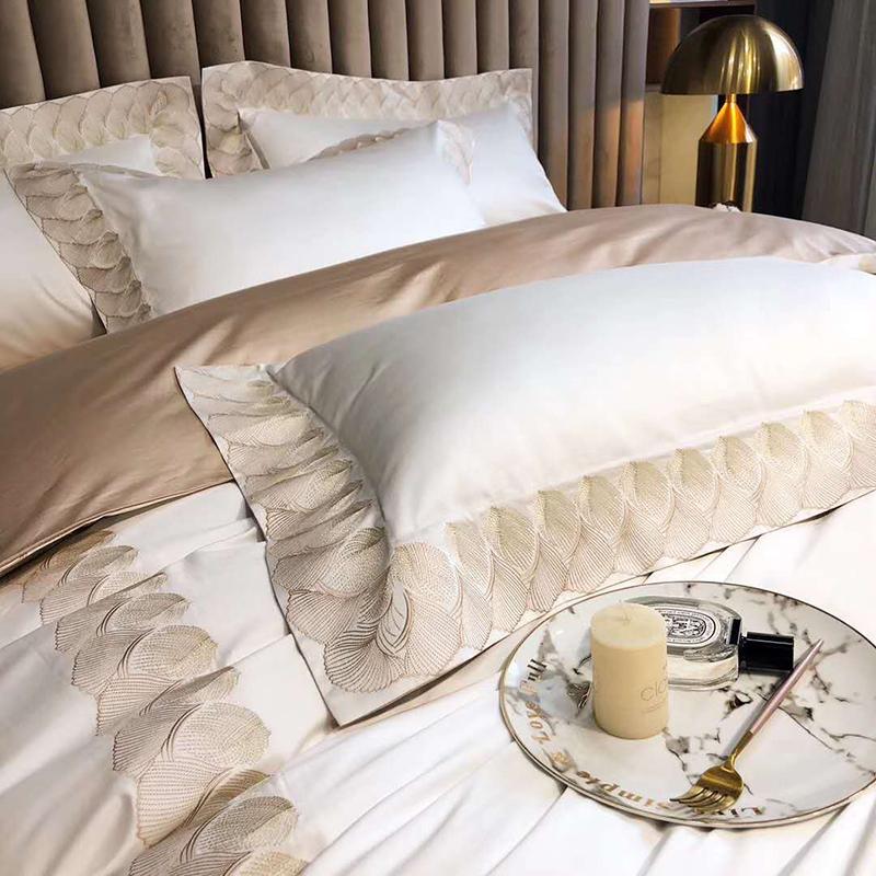 

Bedding Sets 140S Luxury Egyptian Cotton Set  King Size Soft Embroidery Duvet Cover Kit 4pcs Quilt Bed Sheet Pillowcase
