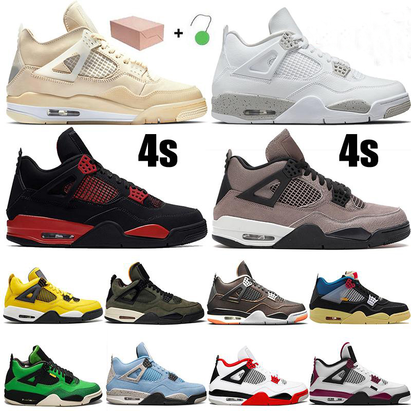 

2021 Jumpman 4 Basketball Shoes 4s cream color Cactus Jack Men Womens Neon Court Purple Bred Mens Trainers Sports Sneaker Eur 36-46