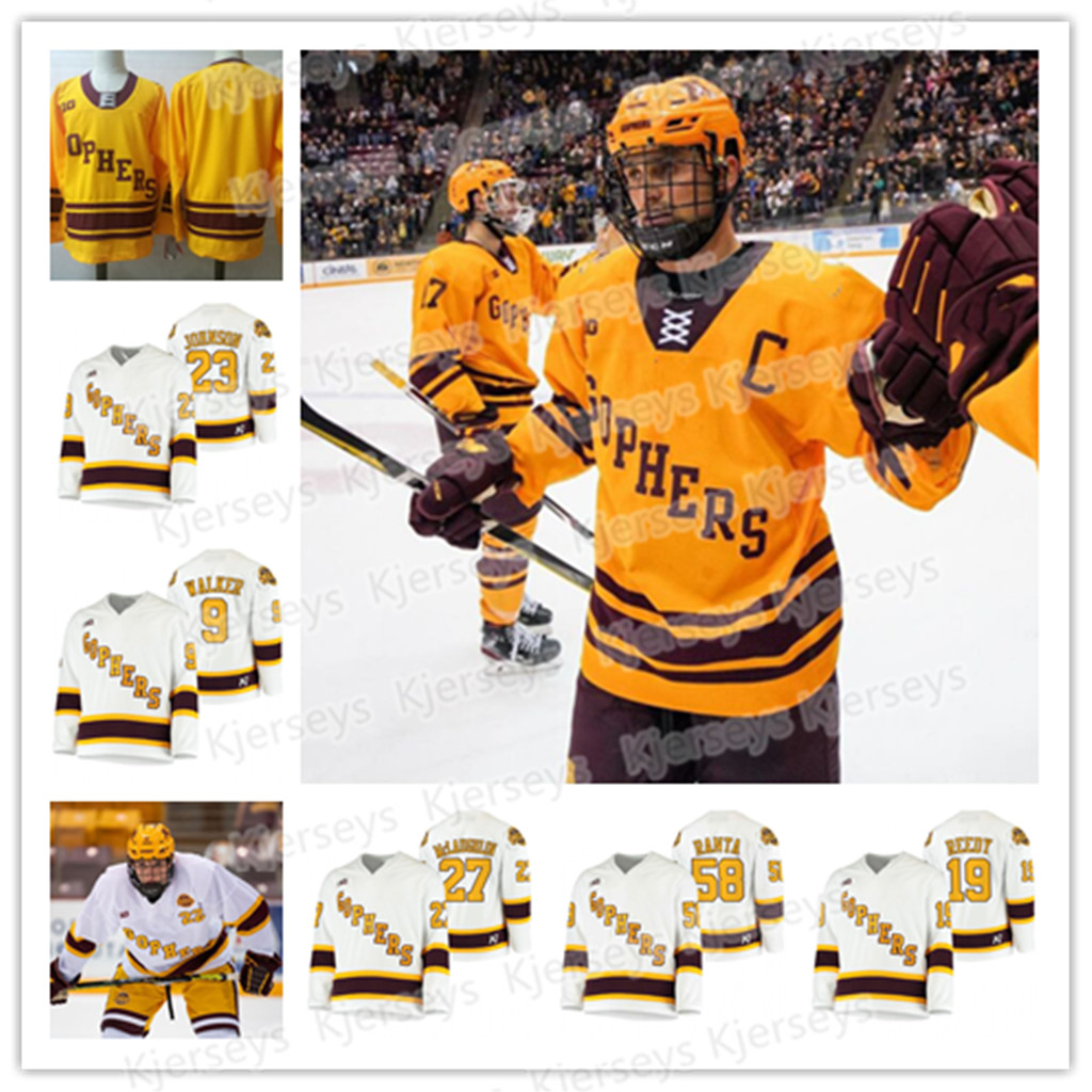

Minnesota Golden Gophers 2020 100th Season Hockey Jersey Ammy Walker Sampo Ranta Jack Perbix Ryan Johnson Bryce Brodzinski College NCAA, Men