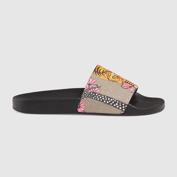

2021 Platform Designer Rubber Slides Sandal Floral brocade Mens Gear bottoms Flip Flops Slippers Striped Womens Sandals, Black