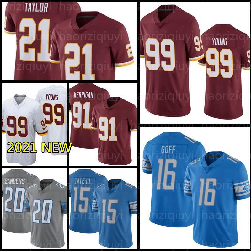 

99 Chase Young 16 Jared Goff Football jersey 17 Terry McLaurin 21 Sean Taylor Barry Sanders 20 Landon Collins WashingtonRedskinJerseys DetroitLion, As
