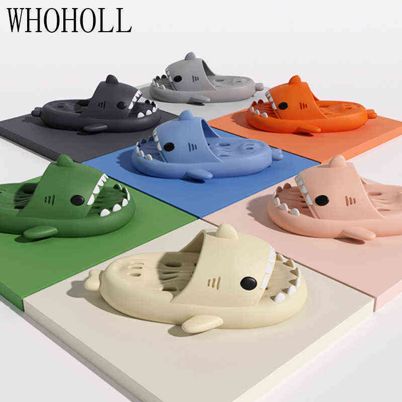 

Cartoon Shark Hollow Out Bottom Slippers Adult Couple Non Slip Bathroom Slippers Outdoor Funny Home Sandals G0210, Grey couple