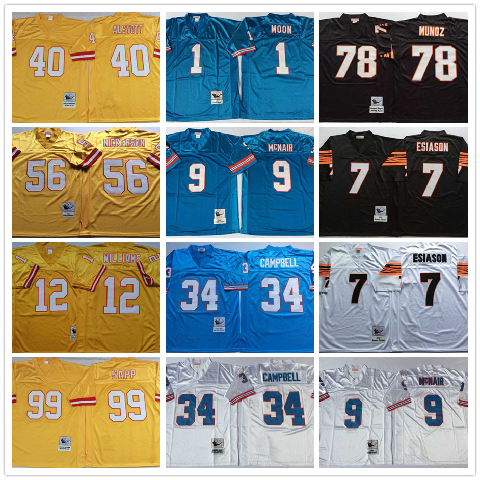 

Vintage Warren Sapp Earl Campbell Steve McNair Warren Moon Mike Alstott Hardy Nickerson Boomer Esiason Anthony Munoz Retro Football Jerseys
