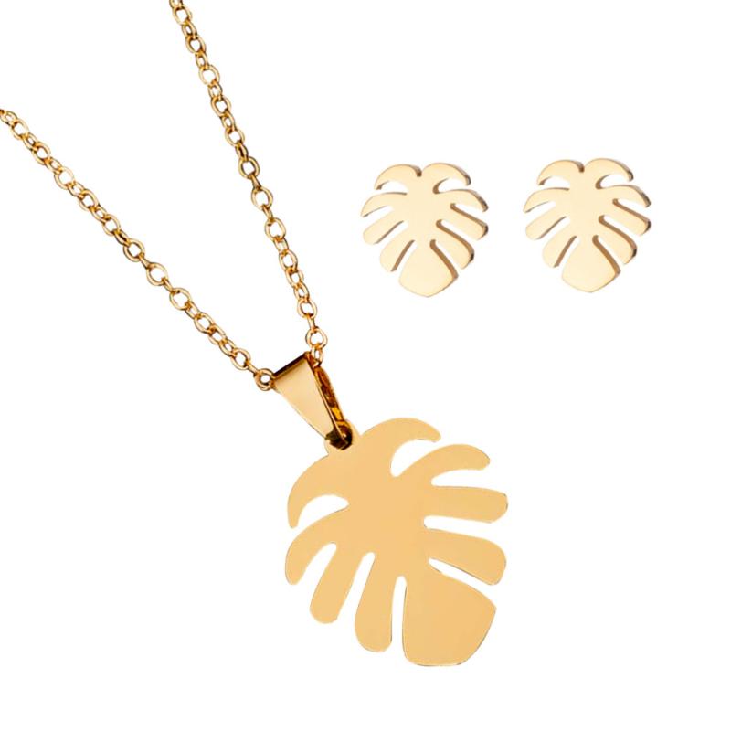 

Charms 1 Set Monstera Necklace Earring Fashionable Premium, Bronze;silver