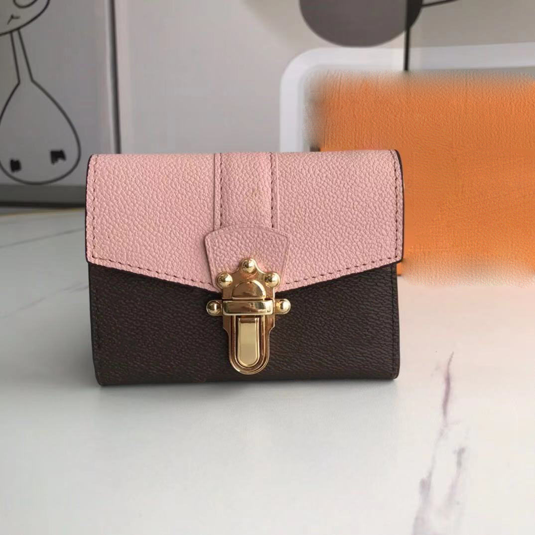 

Fashion Designers Zippy WALLET Mens Womens leather Zipper Wallets Highs Quality Flowers Coin Purse Handbags Titanium Card Holder Original Clutch With Box 64448-1, Presbyopia rose red