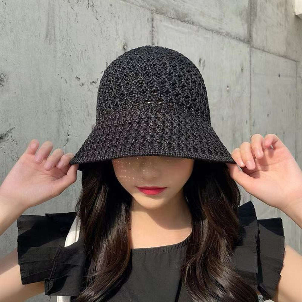 

basin hat in spring and summer, hollow out solid shade , Korean fashion woven fisherman's, Blue;gray