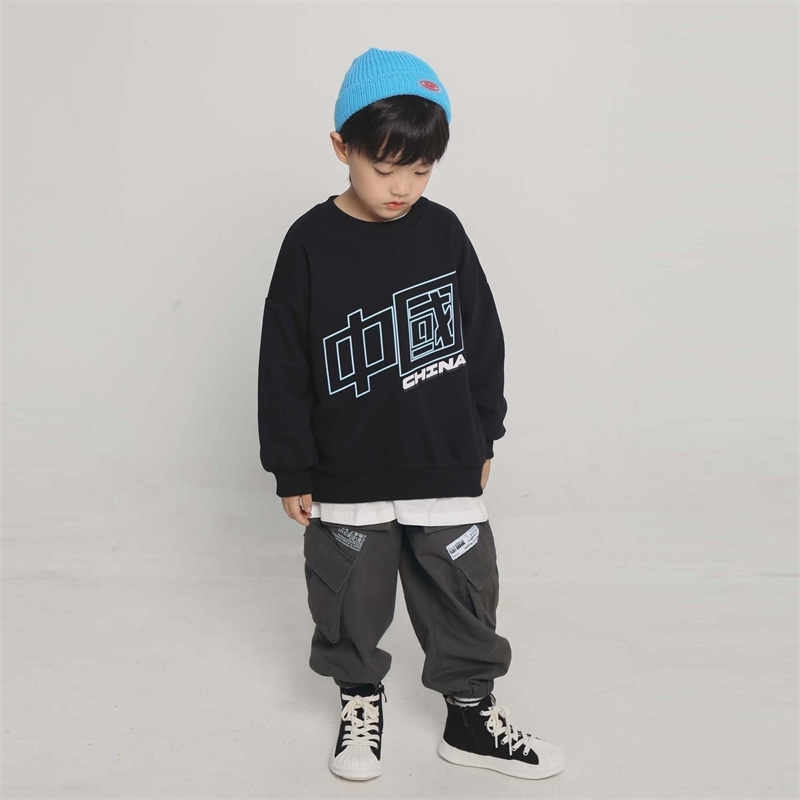 

Ali clothing 2021 autumn new boys' casual round neck sweater middle school children's loose foreign style long sleeve top fashion