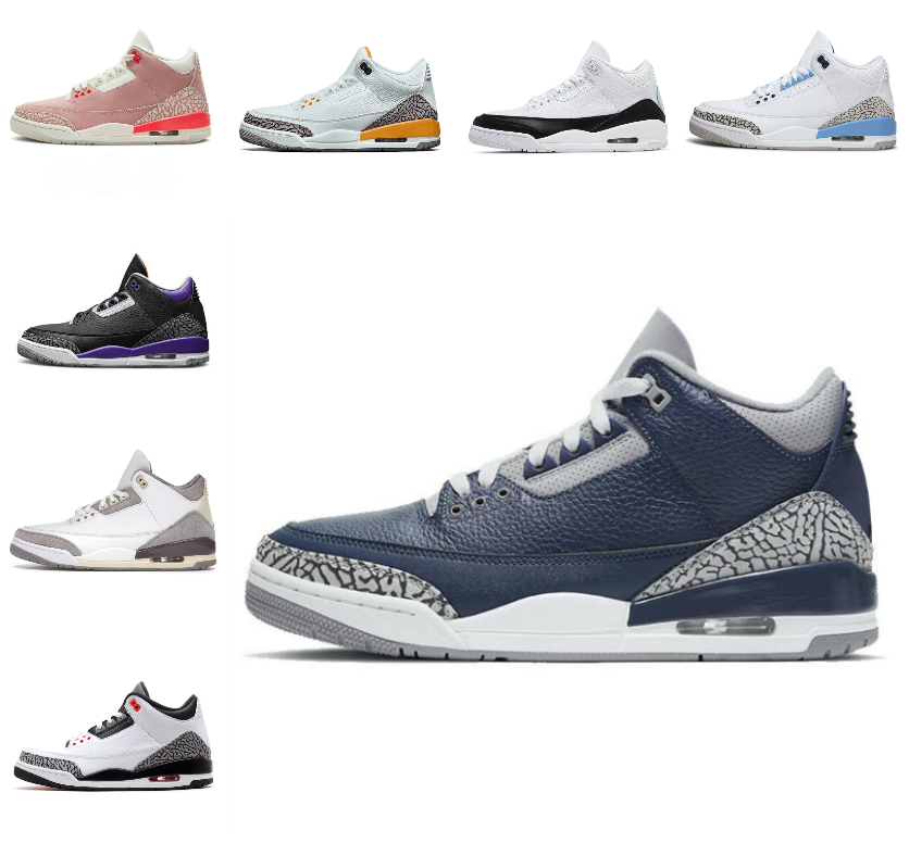 

2022 Jumpman Racer Blue 3 3S Basketball Shoes Mens Georgetown Cool Grey A Ma Maniere UNC Fragment Knicks FREE THROW LINE Denim Red 4s White Cement Black Cat Sneakers, Box