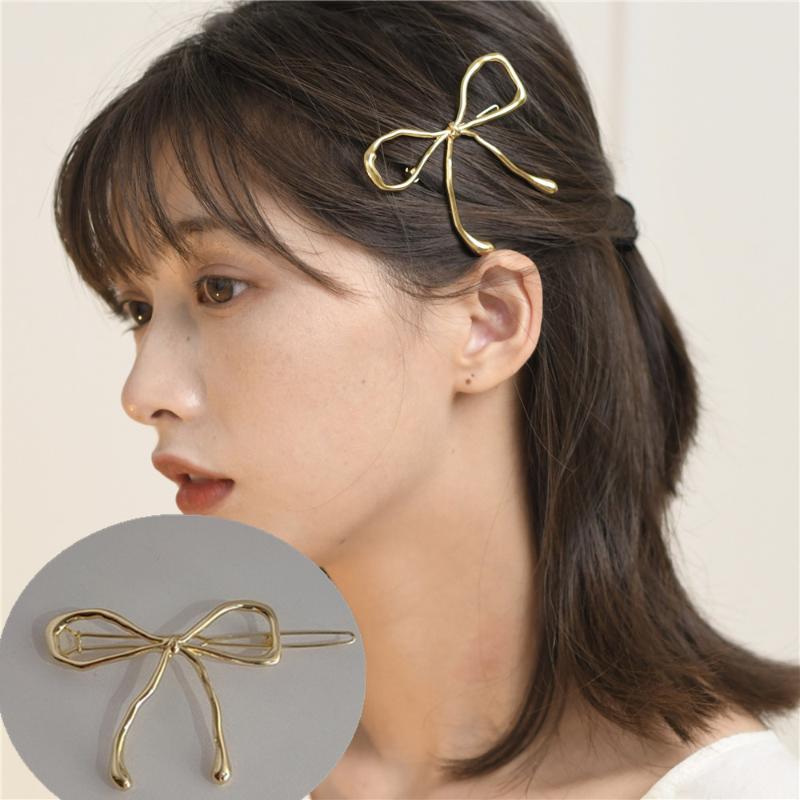 

Hair Clips & Barrettes 2021 Gold Silver Color Metal Eggshell Hairgrips For Women Girls Party Hairwear Design Geometric Glossy, Golden;silver