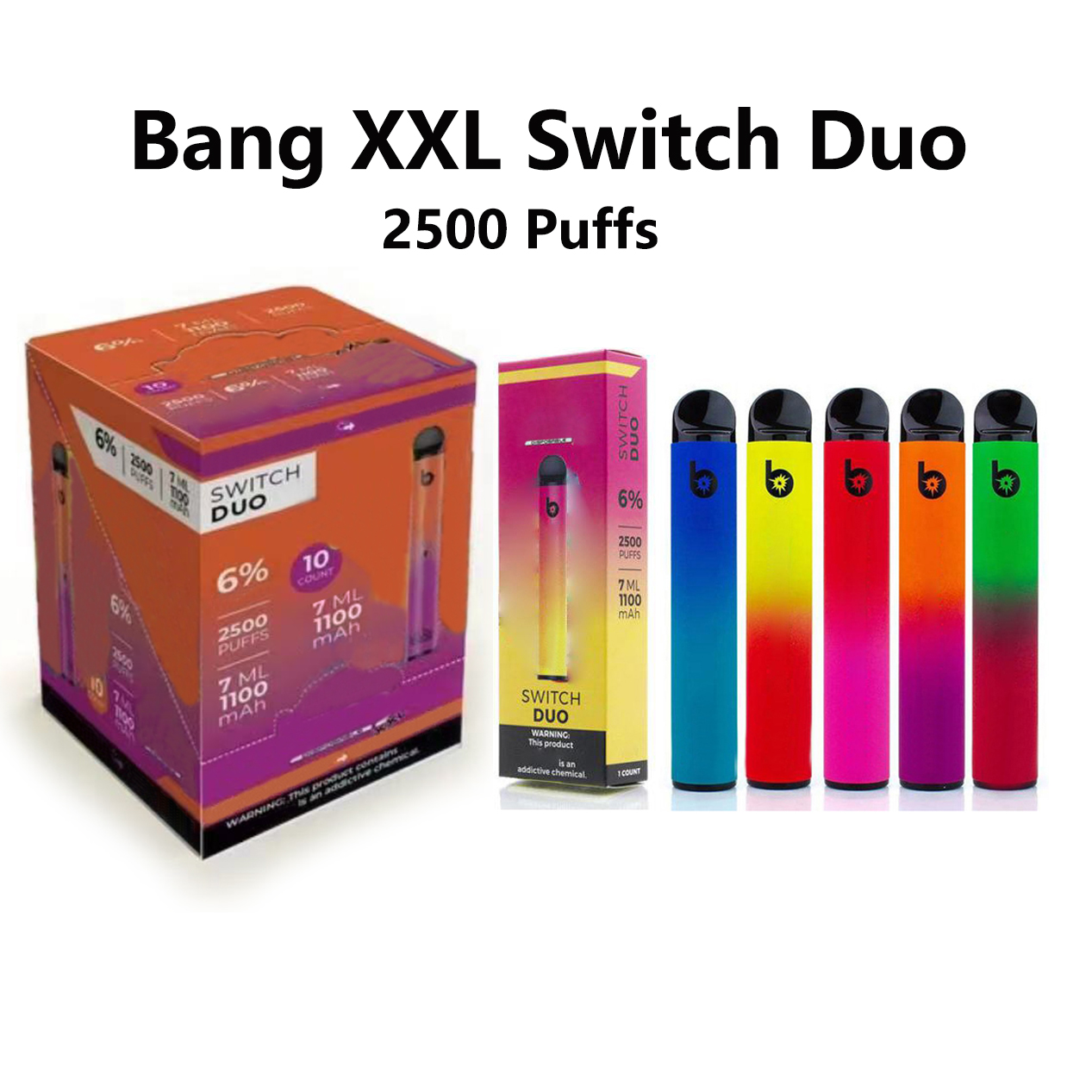 

Bang XXL Switch Duo Disposable E Cigarettes 2in1 2500 Puffs Vape Pen 1100mAh Battery 7ml Device Electronic Cigarette