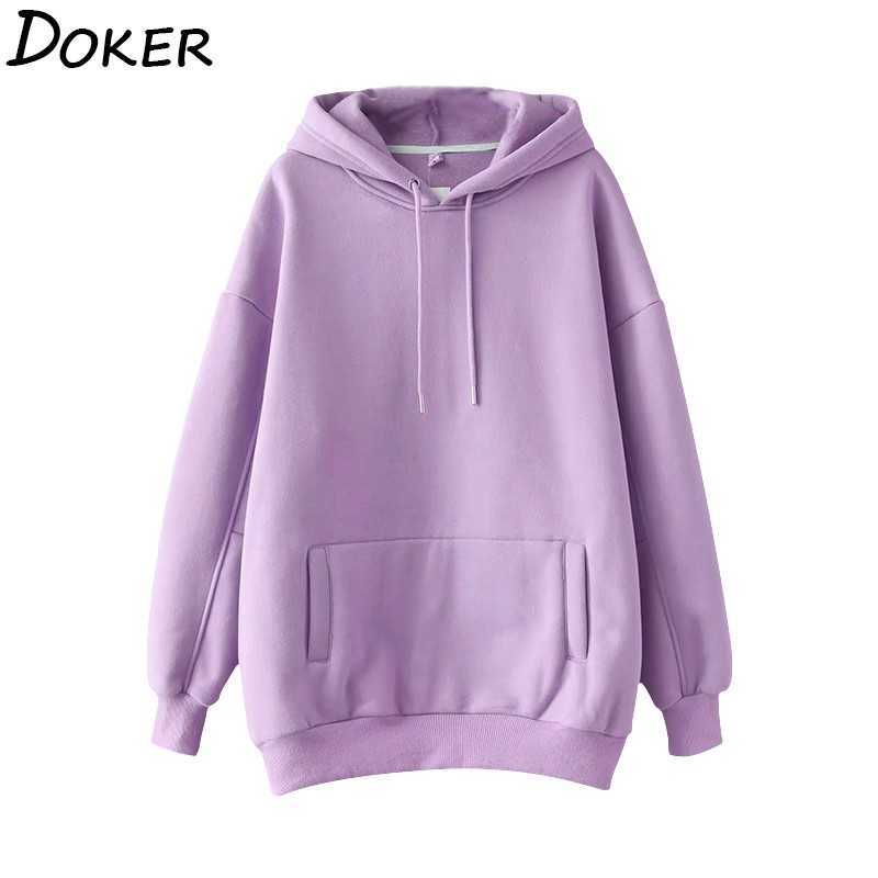 

Women Warm Hoodies Sweatshirts Autumn Winter Long Sleeve Pullover Pocket Tops Female Casual Solid Color Kawaii Hoodie 210604, Khaki