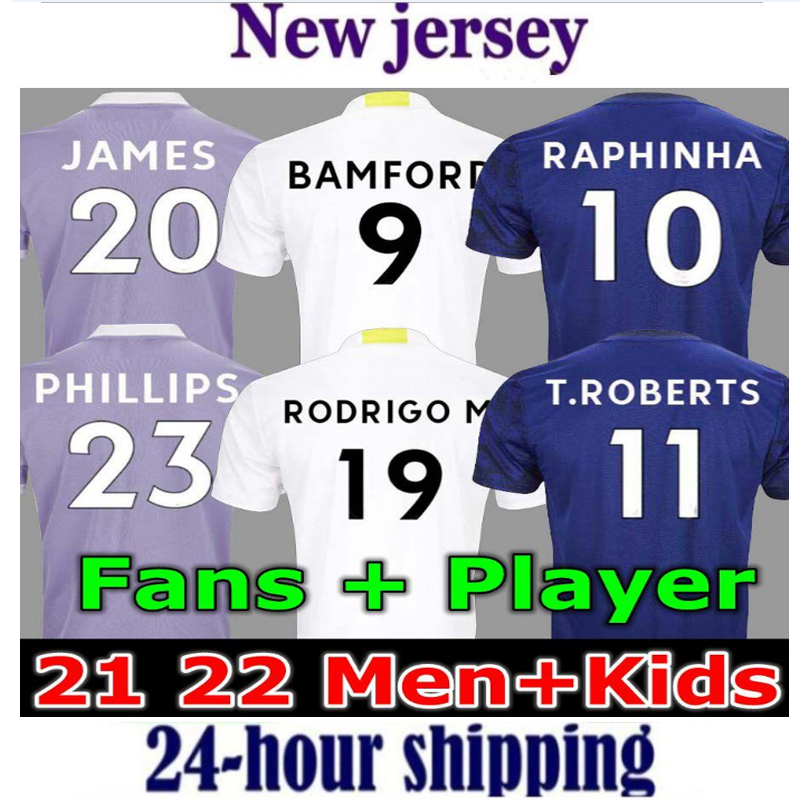 

21 22 Leeds soccer jersey United 2021 2022 T ROBERTS HERNANDEZ HARRISON BAMFORD COSTA ALIOSKI CLARKE PHILLIPS football shirt Men kids kits uniforms away, 2th kid size