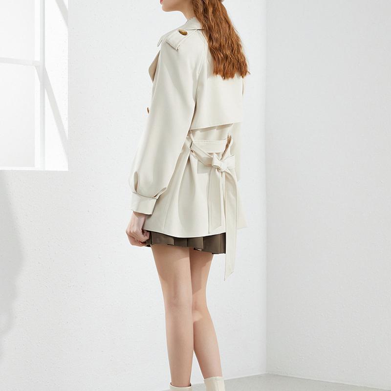 

Women' Trench Coats 2021 Winter Autumn Female Double Breasted Women Fashion Casual Solid Color Mid-Length Thin Jackets Windbreaker, Beige