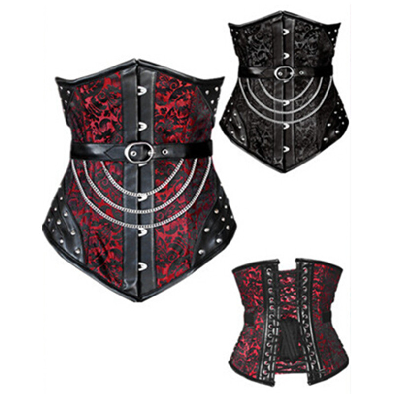 

Woman Bustiers 2016 Sexy Steel Boned Corset Women Steampunk Corset Black Waist Trainer Corsets and Bustiers For Wedding Dresses Corselet Top, As shown