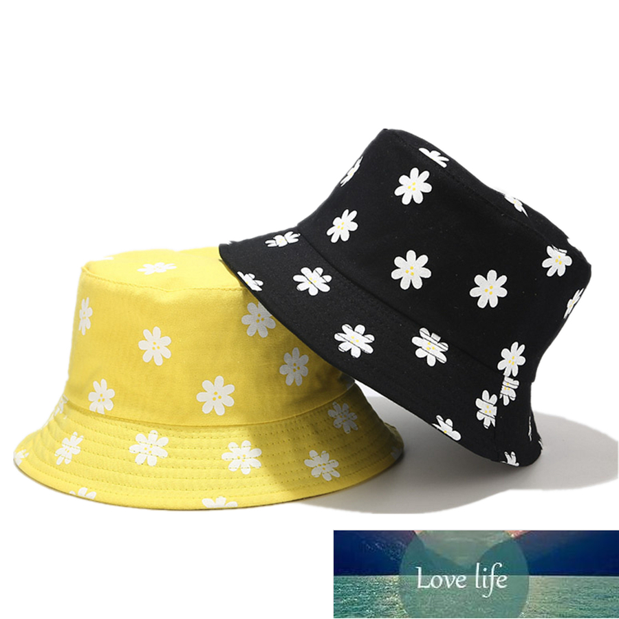 

New Flower Print Bucket Hats Women Cute Japanese literary Fisherman Hat Female Fresh Summer Outdoor Double-sided Sun Hat Factory price expert design Quality Latest, White