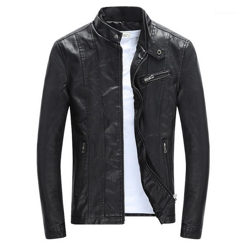 

Men's Fur & Faux Mens Brand Leather Coat PU Jackets Spring Autumn Slim Fit Male Motorcycle, Black