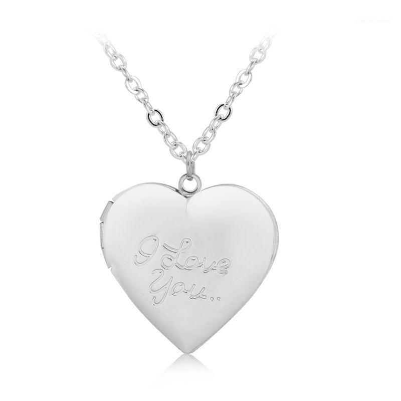 

Chains Customized Heart-Shape I Love You Engraved Locket Necklace DIY Po Box Jewelry