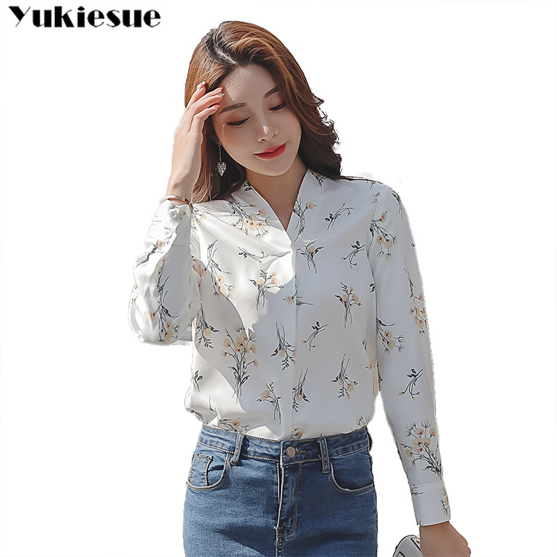 

fashion woman blouses summer floral print blusas women top female women' blouse shirt womens tops and blouses Plus size 210519, White