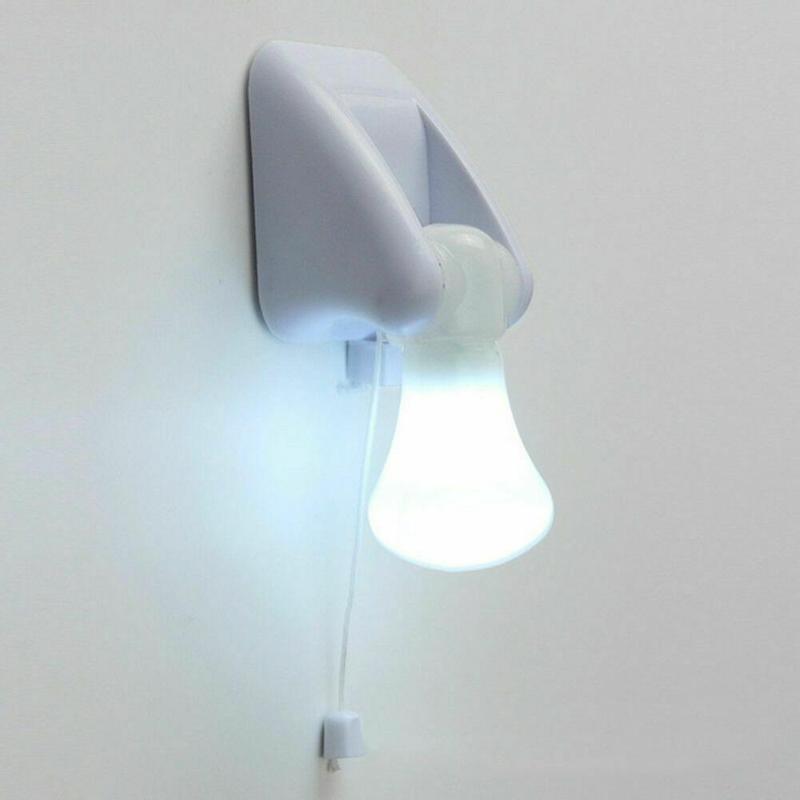 

Night Lights 1X LED Pull String Cord Light Bulb Wall Stick Up White Portable Handy Bedroom Bathroom Cabinet Closet Lamp Battery Powered