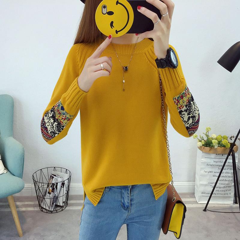 

Women's Sweaters 2021 Korean Fashion Women And Pullovers Print Jumper Solid Loose Sexy Elastic Female Casual Knitted Sweater Tops M163, Yellow