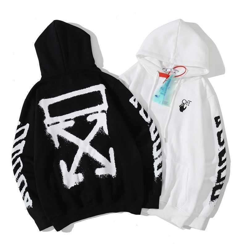 

Off handshake arrow loose hooded Pullover gesture white couple Hoodie ow men and women1