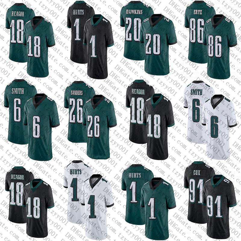 

1 Jalen Hurts 6 DeVonta Smith Football Jerseys 26 Miles Sanders 20 Brian Dawkins 86 Zach Ertz 91 Fletcher Cox 18 Reagor, Mens