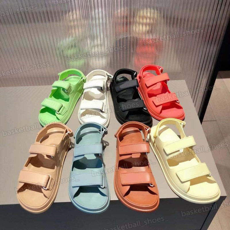 

women designer flat slides platform sandals plaid Velcro black magic stick crystal calf leather quilted womens fashion shoes size 35-40
