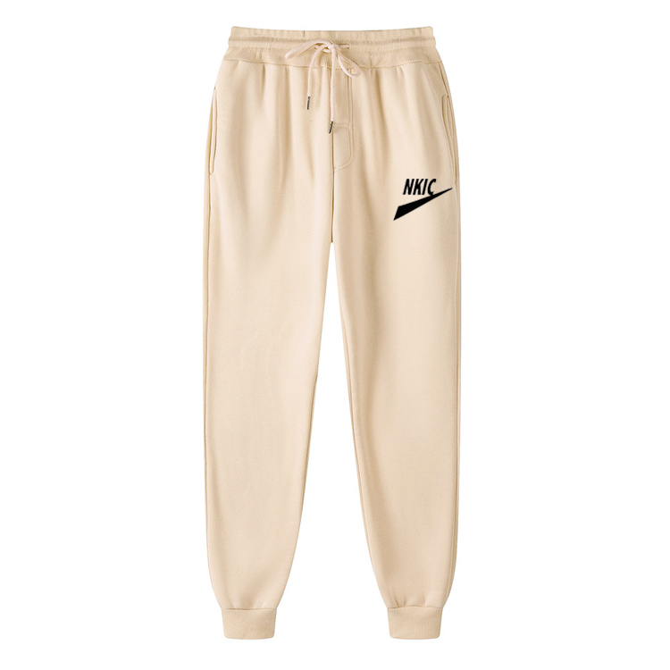 

2022 Men Fashion Cotton Elasticity Pants Casual Autumn Winter Brand LOGO Streetwear Loose Straight-Leg Pants Trousers High Quality, White