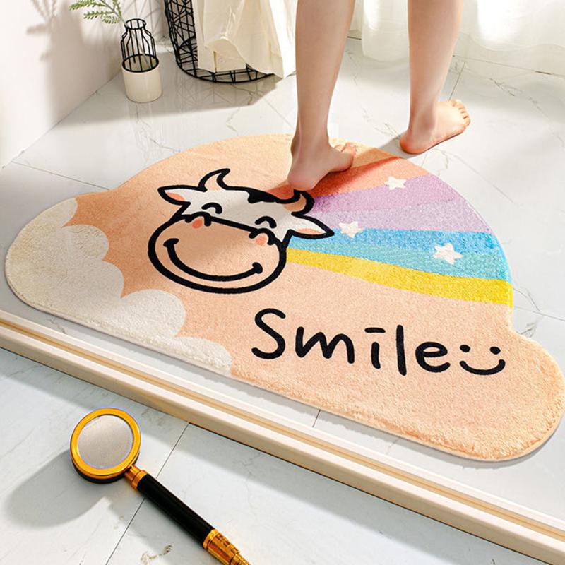 

Carpets Non-slip Bathroom Mat Simple Rainbow Bath Rugs Soft Carpet Absorbent Slip-resistant Pad Kitchen Door Floor Mats Artistic Decor