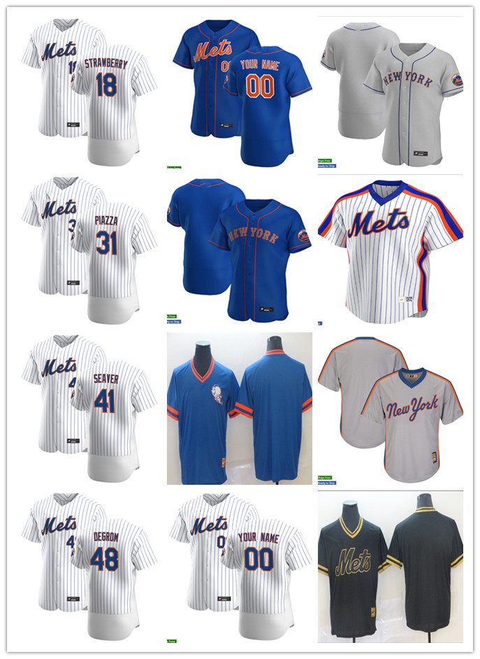 

Men Women Youth New York Mets 31 Mike Piazza 18 Darryl Strawberry 48 Jacob deGrom 41 Tom Seaver Custom Baseball Jersey Blank, Blue;black