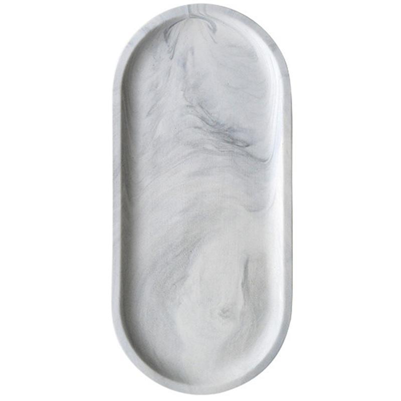 

Dishes & Plates Marble Oval Dinner Plate Household Ceramics Tableware Breakfast Tray Serving For Cheese Bread Kitchen Accessories