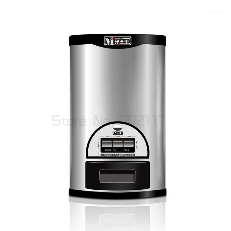 

Storage Bottles & Jars Household Insect-proof Rice Barrel Stainless Steel 10/15/20/30KG Semi-automatic Metering Box