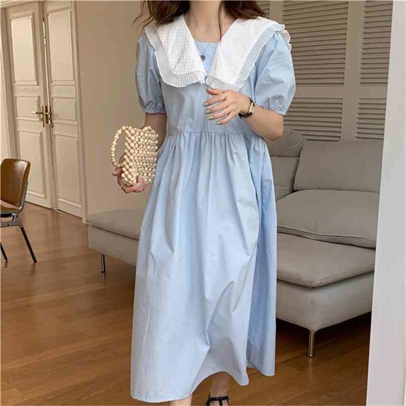 

Vintage Sweet Casual Prom Princess High Waist Dresses Girls Summer Fashion Femme All Match Vestidos 210525, Orange