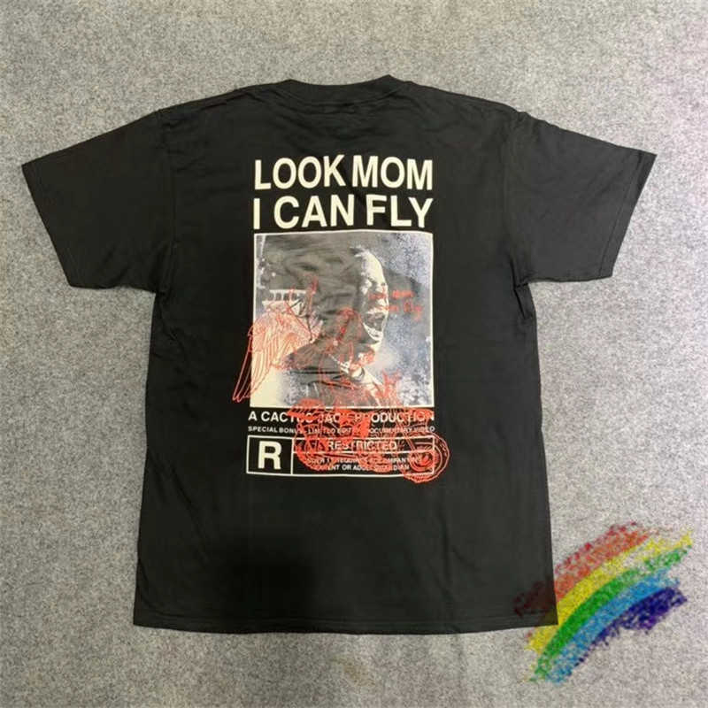 

2020ss Travis Scott Look Mom i Can Fly Custom Astroworld T-shirt Men Women Tees X0628